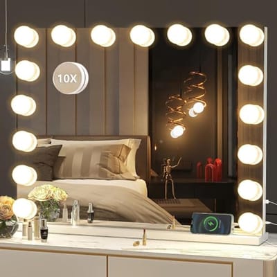 Dimbare Make-up Spiegel met 17 LED Lampen en Geheugenfunctie - Wandmontage
