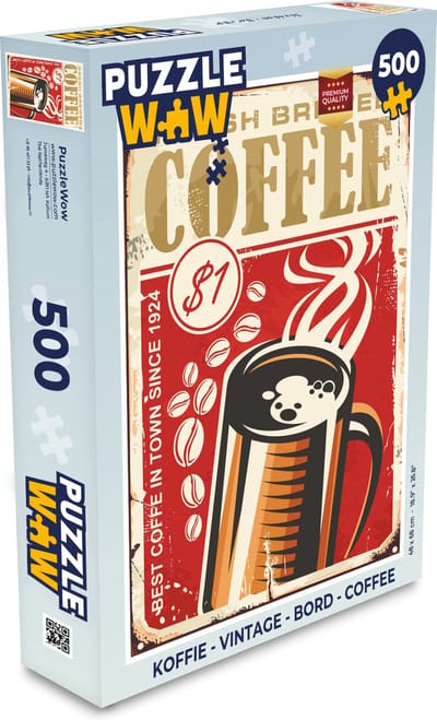 Puzzel Koffie - Vintage - Bord - Coffee - Legpuzzel - Puzzel 500 stukjes