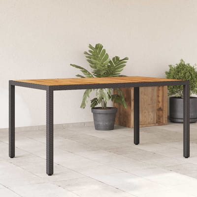 vidaXL - Tuintafel - met - acaciahouten - blad - 150x90x75 - cm - poly - rattan - zwart