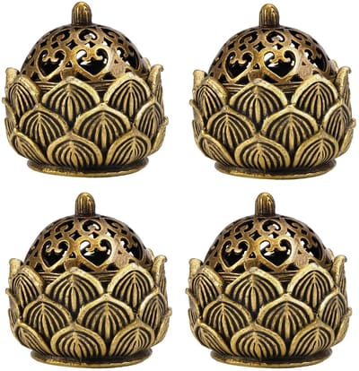 Dailygoods- Wierookbrander Retro Design - Wierookhouder - Wierookstokjeshouder - Wierookkegelhouder - Koper - 4 cm