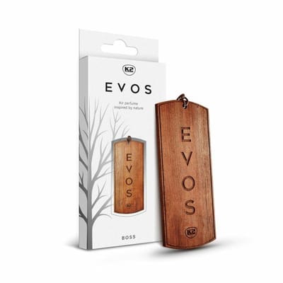 K2 Evos Boss Luxe Houten Luchtverfrisser – Auto Geurhanger – Dogtag Design – Argan Wood, Roos & Patchouli – Inclusief Parfum Navulling