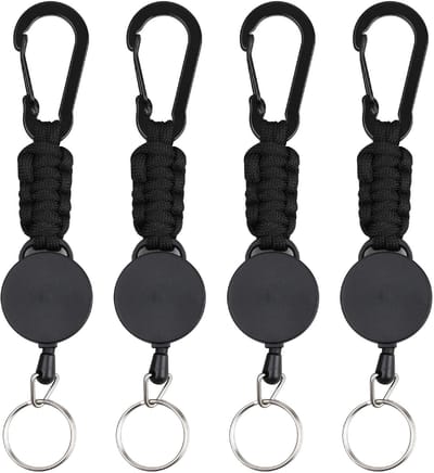 Dailygoods- Sleutelhanger Uittrekbaar - 4 Stuks - 45 cm Staalkabel - Karabijnhaak - Corrosiebestendig - Aanpasbaar Design - Keychain