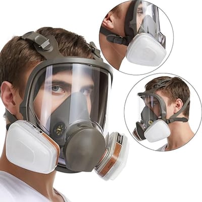 Gasmasker - Volgelaatsmasker - Herbruikbaar - met Actief Koolfilter - met Opbergzak - Geschikt voor Spuitverven - Bescherming Tegen Gassen, Verf, Stof En Chemicaliën