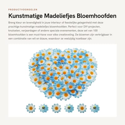 Dailygoods- Kunstmatige Bloemhoofden 100 Stuks - Nepbloemblaadjes Gerbera - Stof/Kunststof - Indoor/Outdoor - Decoratie - Holle Korte Steel - Nepbloemen