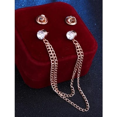 1 stuks Minimalistische en Modieuze Strass Kwast Dubbellaagse Ketting Heren Broche Shirt Kraag Accessoire wit