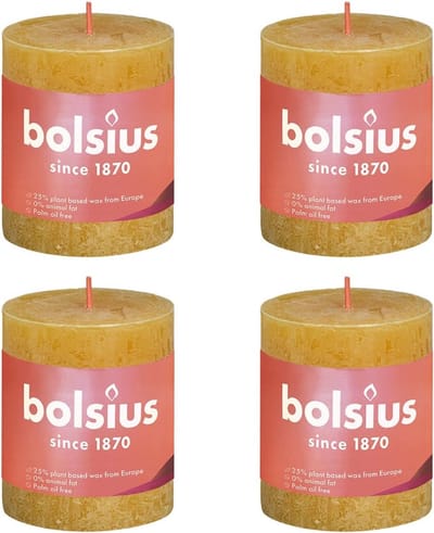Bolsius Stompkaarsen Shine 4 st rustiek 80x68 mm honinggeel