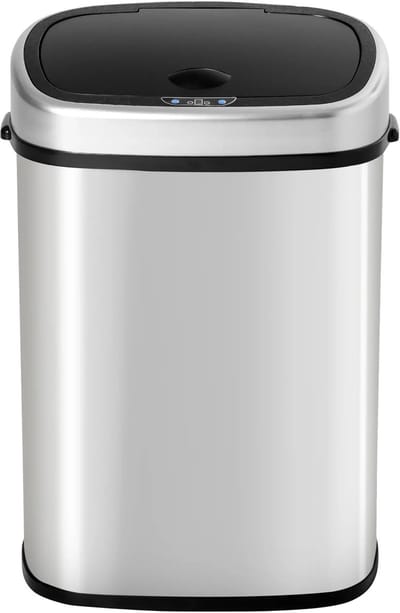 Prullenbak 1 vakken - Afvalscheiding - 48 L inhoud - Duo pedaalemmer Zwart - Afvalemmer 48 Liter - Recycle Afvalbak - Afvalscheidingsprullenbak - Hygiënisch Afval Scheiden - Keuken Vuilbak - Kantoor Prullenbakk - Zilver