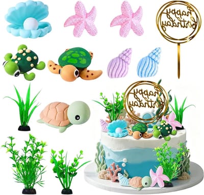 Cake Decoratie Zee 12 Stuks - 3D Zee Dieren - Onderwater Wereld Thema - Perfect voor Verjaardagsfeest - ShopVlot