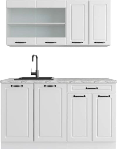 Vicco R-Line Eenpersoonskeuken – 140 cm, WB Marmer Wit landhuis/wit