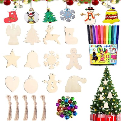 Dailygoods- Houten Hanger 90 Stuks - Kerstboomversiering - Doe-Het-Zelf Decoratie - Houten Engel - Creatieve Activiteit - Hoge Kwaliteit - Kerstversiering