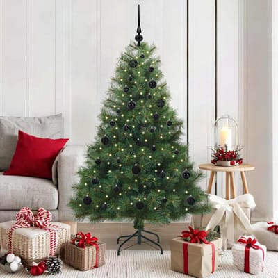 vidaXL - Kunstkerstboom - met - 150 - LED - met - standaard - Groen - 150 - cm - PE - en - PVC