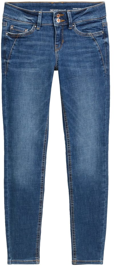 Tom Tailor Denim - TTJONA Extra Magere Jeans - Maat 28 - Used Mid Stone Blue Denim