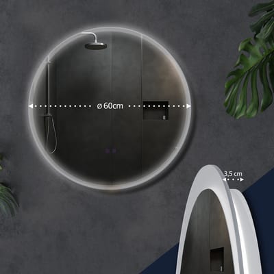 CLP Laconia Badkamerspiegel - met verlichting - met verwarming - rond - anti-condens wandspiegel - LED dimbaar - met Bluetooth - helder/glas