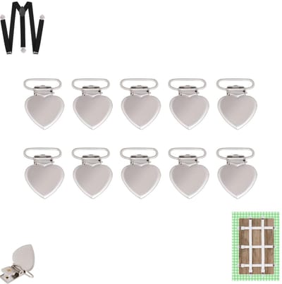 10 stuks - Hartvormige clips - Metalen clips - Zilverkleurige beddengoedclips - Lakenshouders - Antislip dekbedclips - Knutselclips - Geschikt voor bedbumpers, slabbetjes, kledingaccessoires en het maken van speenkettingen