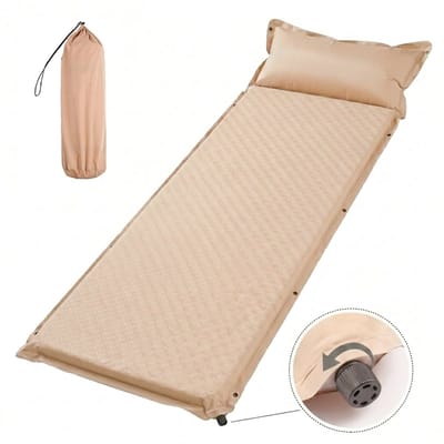 Slaapmat - 192x66 cm Extra Breed - 5 cm Dikte - Incl. Stofvrije Hoes - Comfortabe - Opvouwbaar Kamperen - Logeermatras - 1-Persoons - Kaki