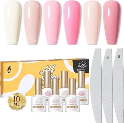 Born Pretty - 6 x 10 ml - Gellak set - Gellak nagellak - Gellak set kleuren - Gellak Roze - Gellak kleuren set - Gellak pink - Gellak Roze - Gellak - Gellak Nude kleuren - Gellak naturel - Gellak Nude Pink - Gellak Nude Set