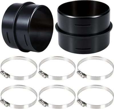 Connector Ronde Buizen 75mm, Ventilatiebuizen Verbinden, Accessoires voor Verwarming en Koeling met 6 Slangklemmen
