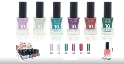 Easy Paris Cosmetics - Set met 6 Flesjes Nagellak - Lila - Grijs - Turquoise - Paars - Rood - Groen - Inhoud per flesje 15 ml. - Nummer B11