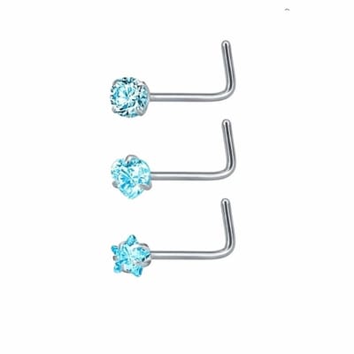 Aramat Jewels | Neuspiercing | Stalen Neuspiercing met Blauwe Zirkonia | Rond | |3mm | Staal | Volwassenen | Verkleurd niet