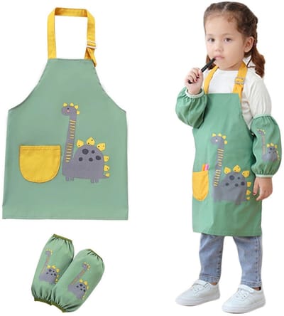 Dailygoods- Kookschort Waterdicht - Verstelbaar Kinderschort - Kinderen/Kinderschorten - Met Zakken - Onderhoudsarm - Lichtgewicht/Duurzaam - Kinderschortset