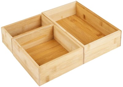 HI Kast/lade/make-up sorteer organizers - bamboe/hout - 3x stuks - 3 verschillende maten