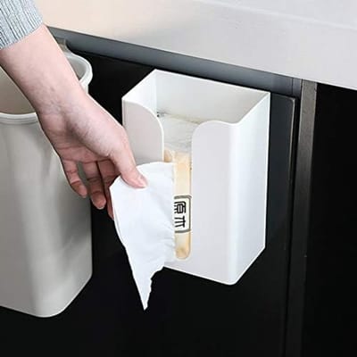 Wandmontage Tissue Box voor Keuken en Toilet - Papierhouder Geschikt voor Badkamer en Woonkamer met Adhesieve Bevestiging