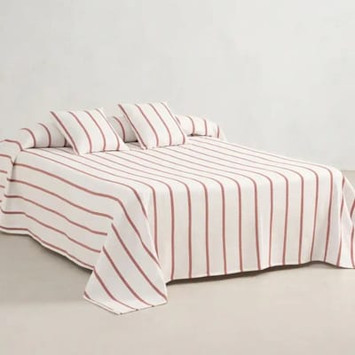 Gamusi Lichte gestreepte sprei van katoen/polyester voor het tussenseizoen RETTA 180 x 270 cm Kleur Tegel