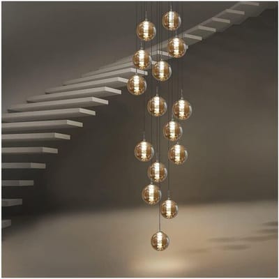 NETTLIFE Hanglamp - G9 - 15-Lichts - Amber - glas - in hoogte verstelbare - eettafel hanglamp - moderne kroonluchter - woonkamer - hal - excl.