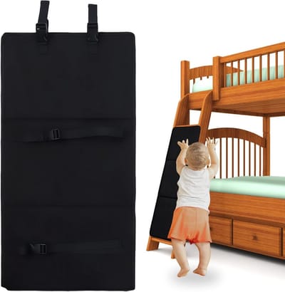 Vouwbare Bunkbed Ladder Cover met Verstelbare Gespen voor Optimale Bescherming van Loftbedden - 78 x 38 x 1.5 cm, Zwart, Duurzaam en Veilig