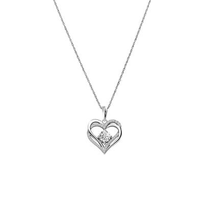 Lucardi Dames Zilveren ketting met hanger dubbel hart zirkonia - Ketting - 925 Zilver - Zilverkleurig - 48 cm