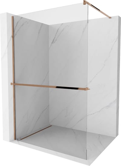 Mexen Kioto+ douchewand met plank Walk-in 105 x 200 , transparant, roze goud - 800-105-121-60-00