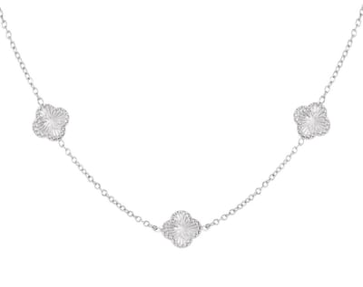 Joy Ibiza - klaver ketting - 5 klaver bloemen - lobster sluiting - collier party boho - bohemian style - stainless steel