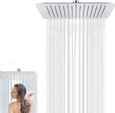 Grote 12 Inch Regendouchekop met Filter, RVS, 360° Verstelbaar, Zelfreinigend, Waterval Douchekop voor Luxe Douche-ervaring