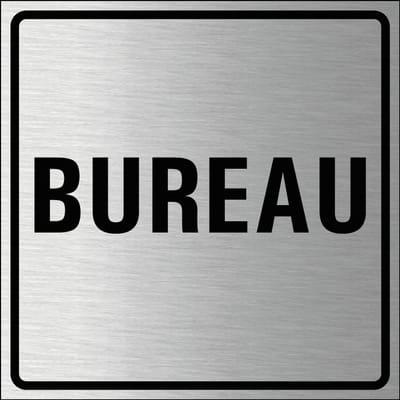 Bureau bordje, geborsteld aluminium 150 x 150 mm