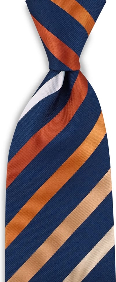 JB Collection - Stropdassen - stropdas oranje gestreept - marineblauw / diverse oranjetinten / wit