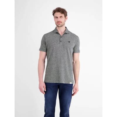 LERROS Poloshirt van een mix van katoen en linnen in een moderne two-tone-look , Maat: M , Kleur: CLASSIC NAVY , 73% katoen, 27% linnen