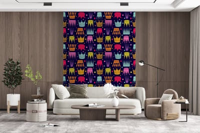 Behang - Fotobehang Patronen - Kroon - Kleuren - Jongens - Kinderen - Kids - Breedte 165 cm x hoogte 220 cm