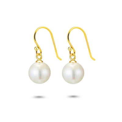 Twice As Nice Oorbellen in 18kt verguld zilver, parel 1 cm