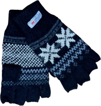 Vingerloze handschoenen heren - Heren handschoenen - Handschoenen winter - Handschoenen zonder vingers - Thinsulate - Wol - Zwart