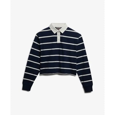 Superdry Athletic Essentials Gestreept Rugby Shirt Blauw Grootte: 44