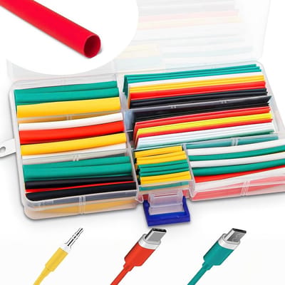 140-Piece Heat Shrink Tube Set voor Charger Bescherming - Kabel Bescherming in 7 Maten voor Telefoonladers - Gekleurde Kabelbescherming met Warmteschrinkbuizen voor Waterdichtheid