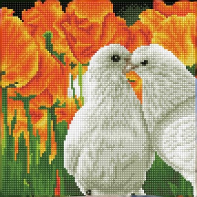DIAMOND DOTZ Kissing Doves - Diamond Painting - 11.236 Dotz - 31x31 cm