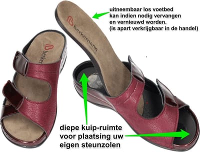 Berkemann -Dames - bordeaux - slippers & muiltjes - maat 37