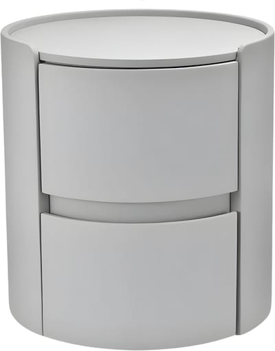 Rond nachtkastje - Bijzettafel - Voor thuis, kantoor of slaapkamer - Modern, met 2 laden - Massief hout - Grijs