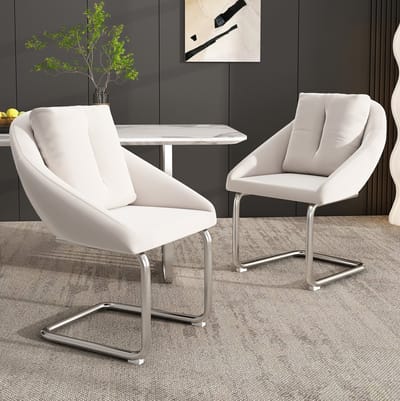 DESMIU Eetkamerstoel – Kuipstoel Van 59 Cm – Met Kussen En Armleuningen – Voor Eetkamer, Woonkamer En Slaapkamer – Metaal – Beige