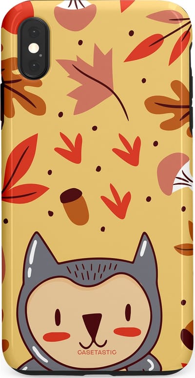 Casetastic hoesje geschikt voor Apple iPhone XS Max - Dubbellaagse bescherming - Uil in het woud - Fashion Case - Goud Terracotta Zand Rood