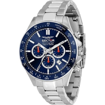 Sector 230 Chronograaf Roestvrij Staal Blauwe Sunray Wijzerplaat Quartz R3273661037 100M Herenhorloge gray