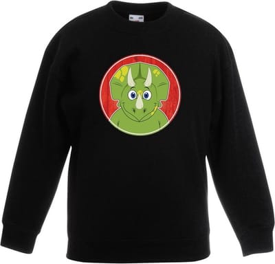 Kinder sweater zwart met vrolijke dinosaurus print - dinosauriers trui - kinderkleding / kleding 98/104