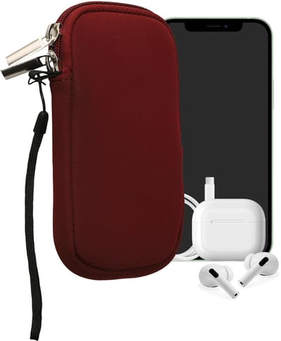 kwmobile telefoontasje universeel geschikt voor M - 5,5" smartphones - 15,2 x 8,3 cm - Hoesje met rits en polslusje -In bordeauxrood -