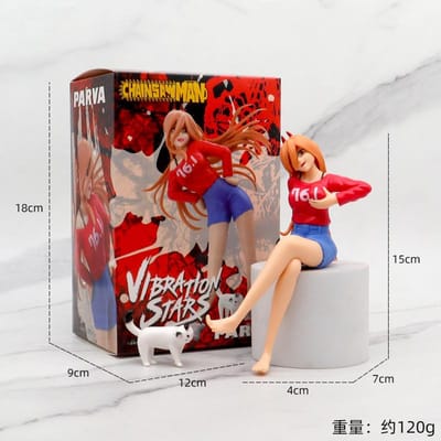 15CM Anime CHAINSAW MAN Figuur POWER Zittende Houding Anime Model Speelgoed Cadeaus Collectie Decoratie Ornamenten PVC With box red